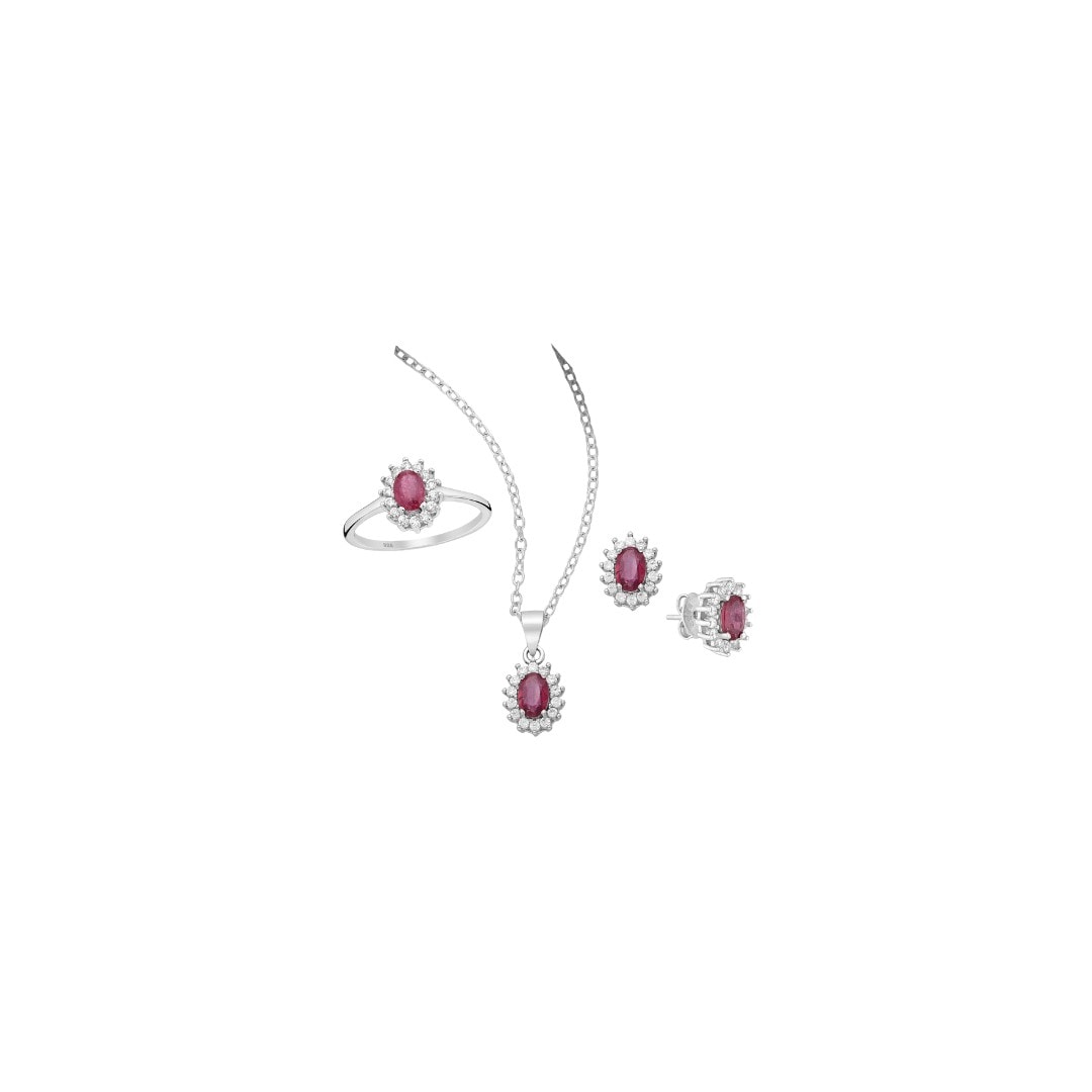 Silver ruby and CZ studs (Earrings Only_0