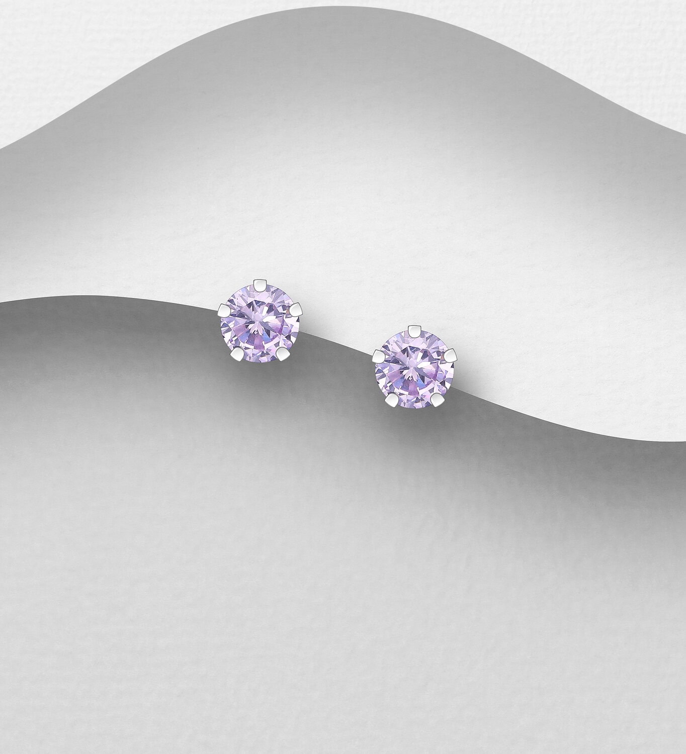 Sterling Silver 5mm Light Purple Studs_0
