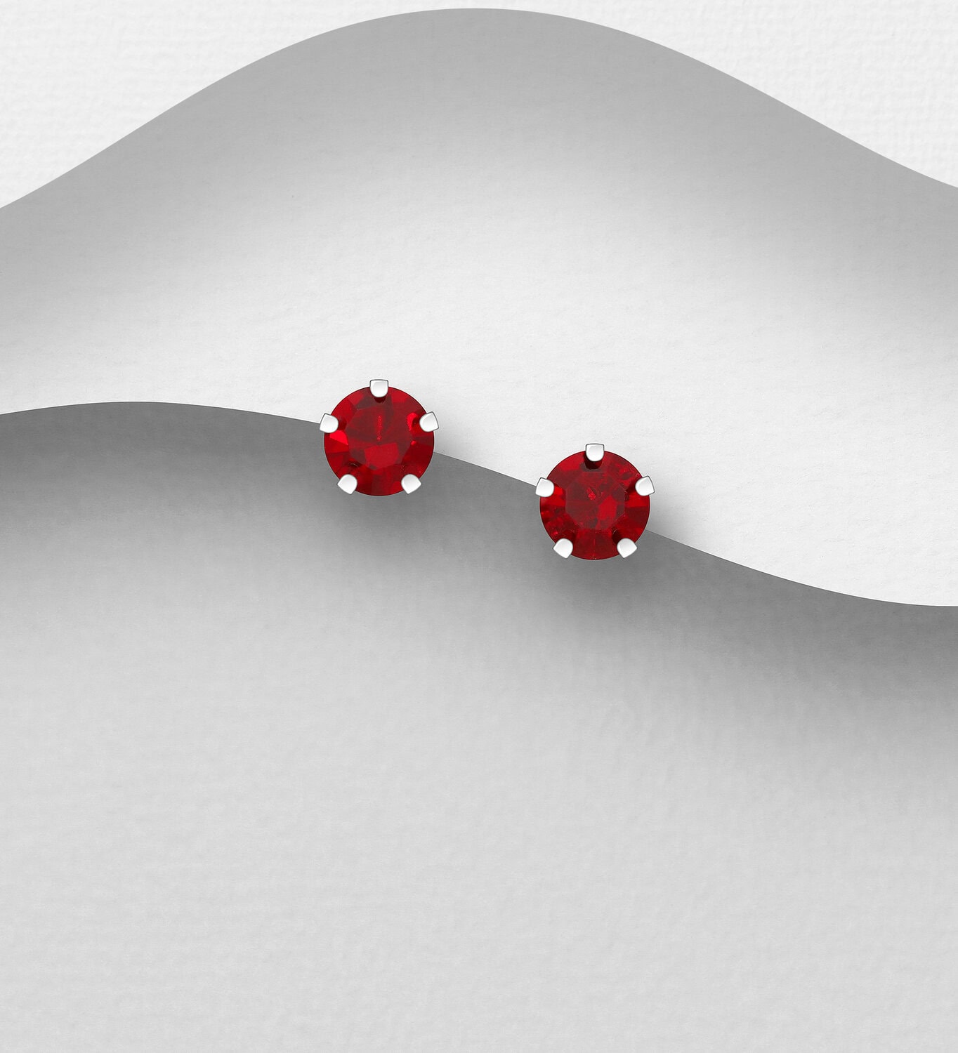 Silver Red CZ Studs_0