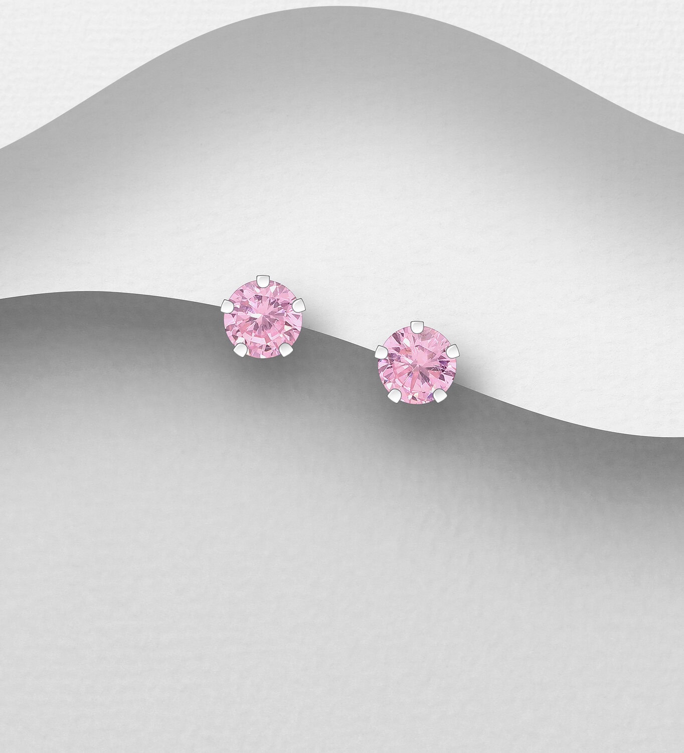 Silver Pink CZ Studs_0