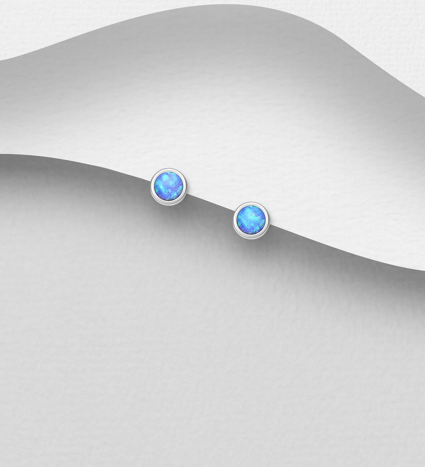 Created Blue Opal Studs_0