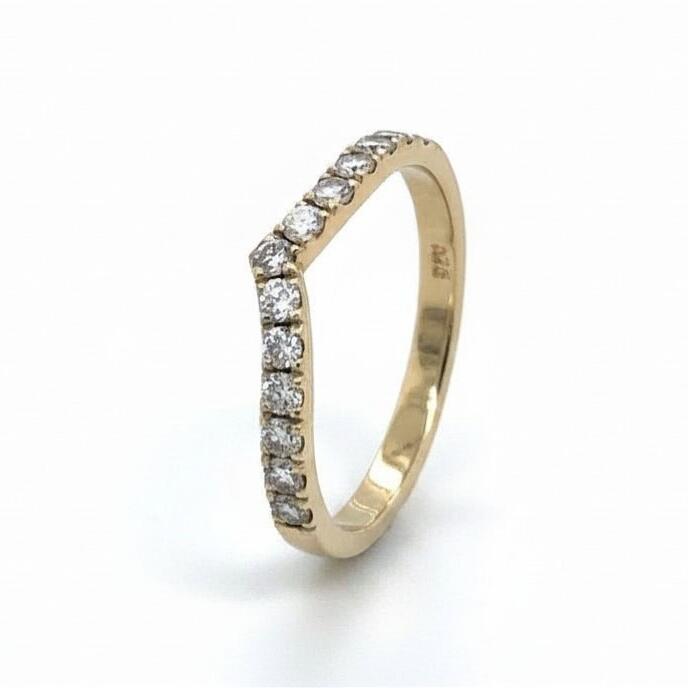 9ct 15 Diamond V Band Ring Yellow Gold 0.40ct TDW_0