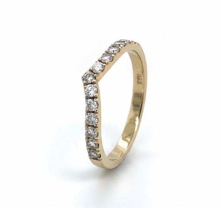 9ct 15 Diamond V Band Ring Yellow Gold 0.40ct TDW_0