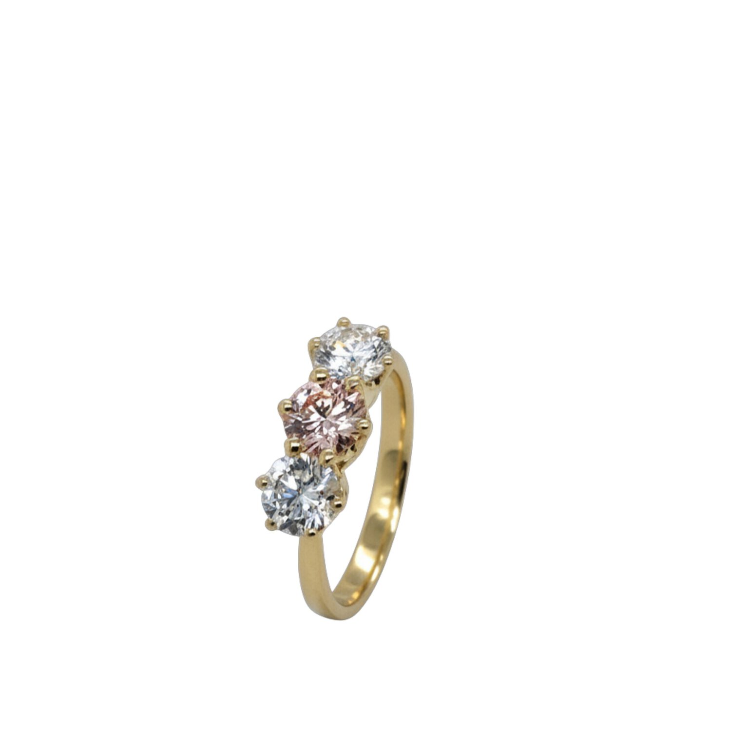 9ct yg princess cut pink lab diamond 2 2x round white lab diamonds_0