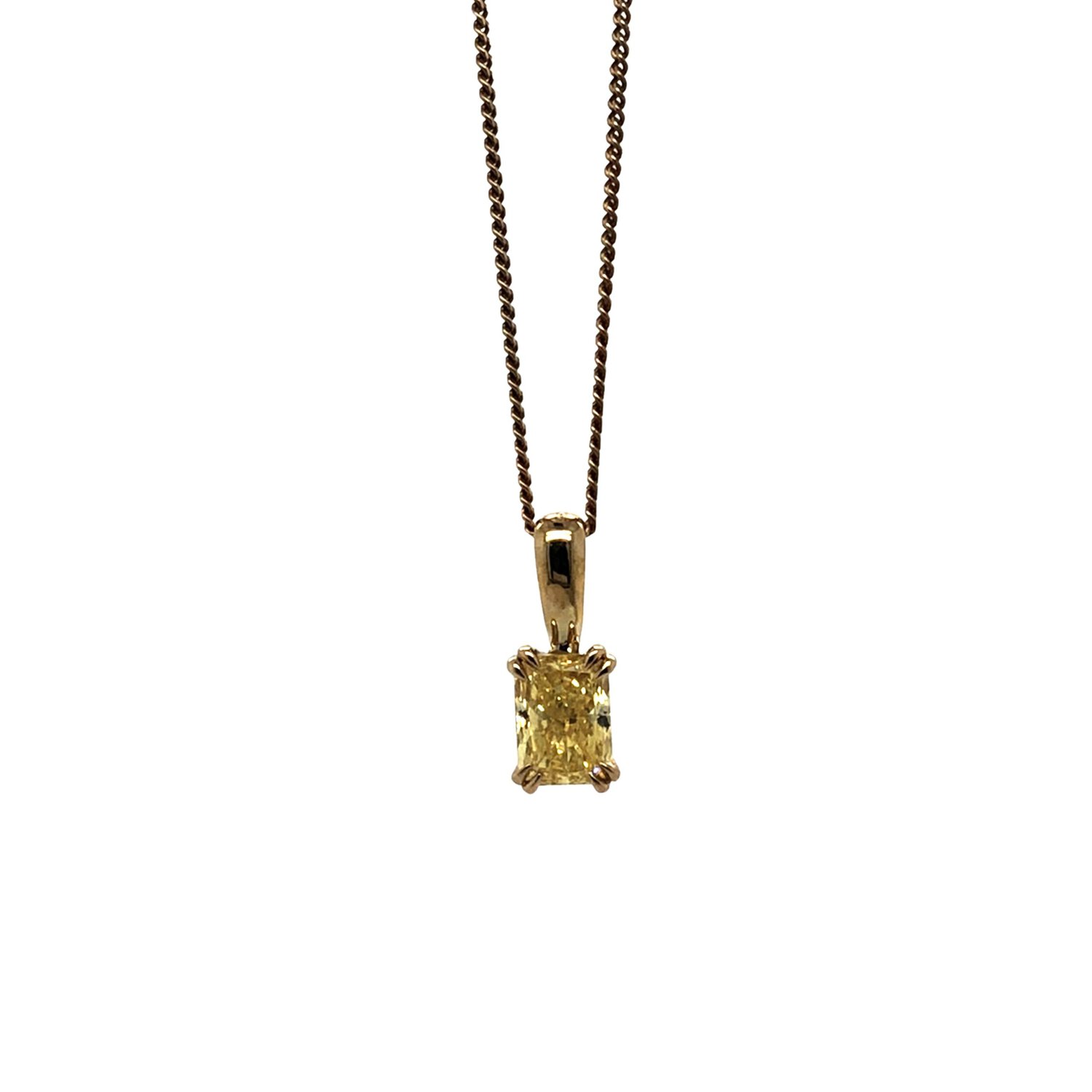 9ct yg Yellow Lab Grown Diamond Radiant VS2 pendant_0