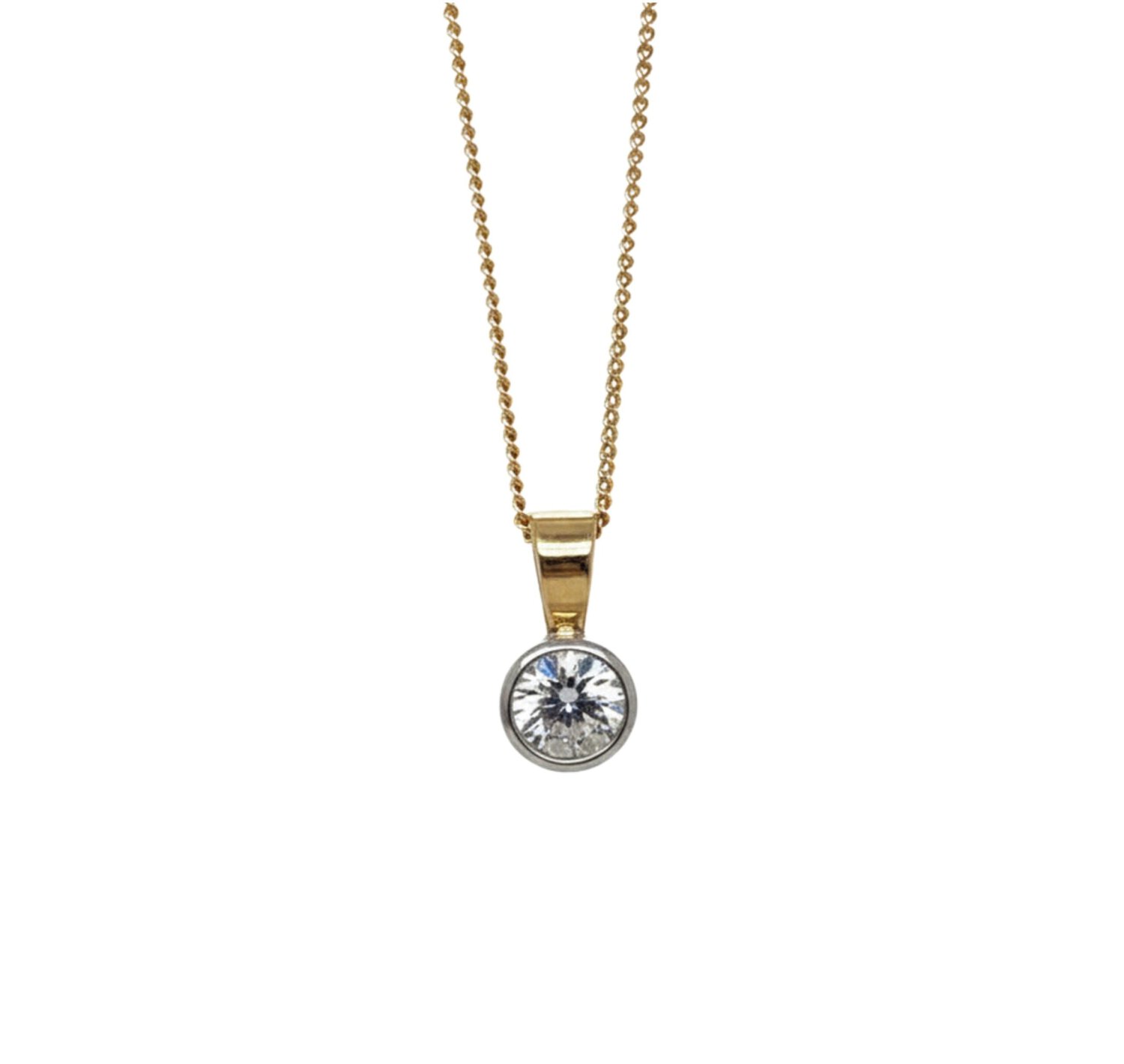 9ct yw diamond solitaire pendant .80pt_0