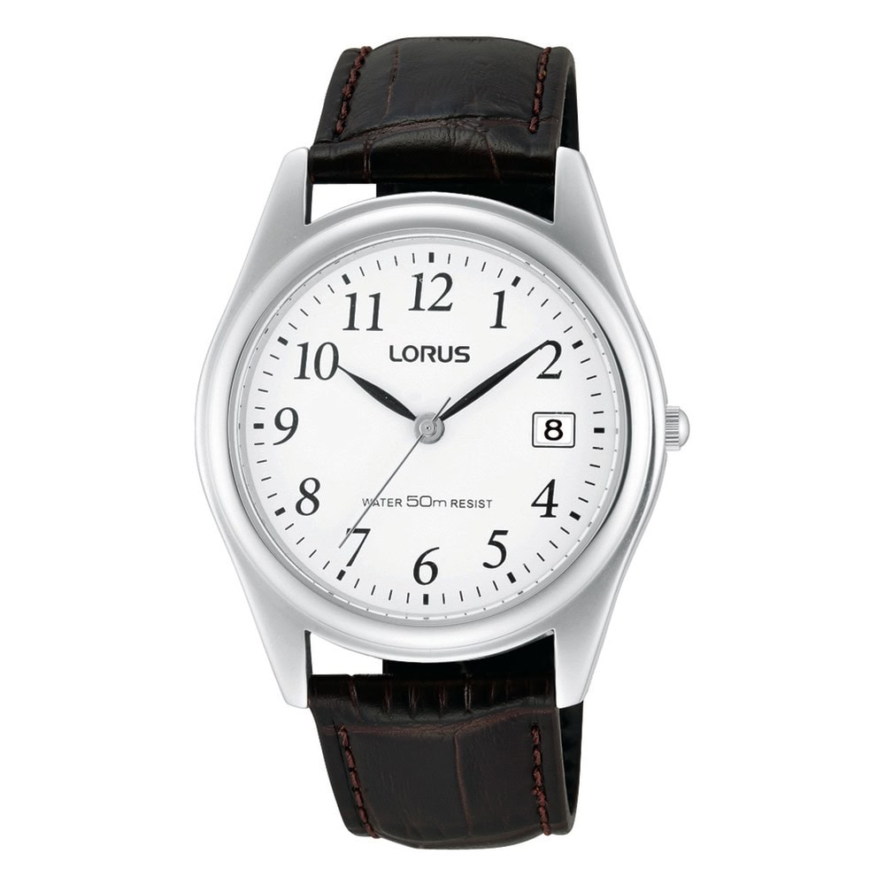 Silver Analogue Watch Leather Strap_0