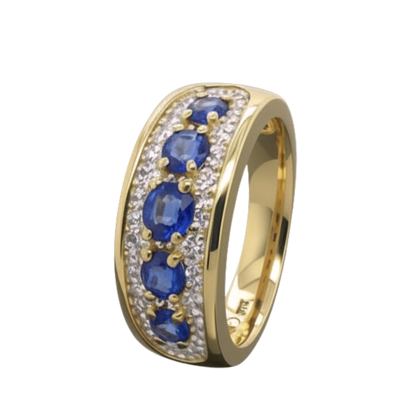 9ct yg ceylon sapphire 1.3ct tw and diamond .13pt tdw ring_0