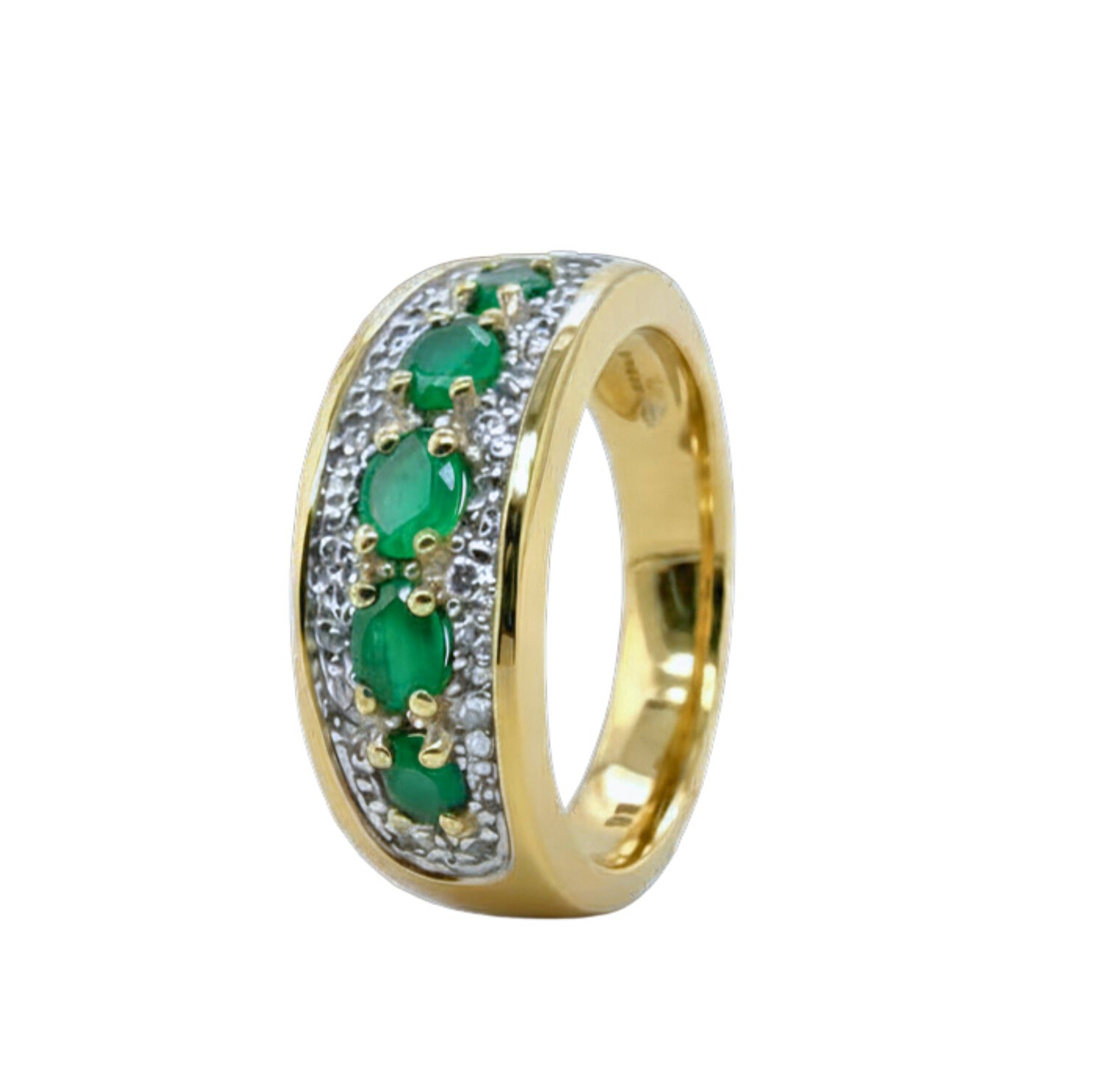 9ct Gold Emerald and Diamond Ring_0