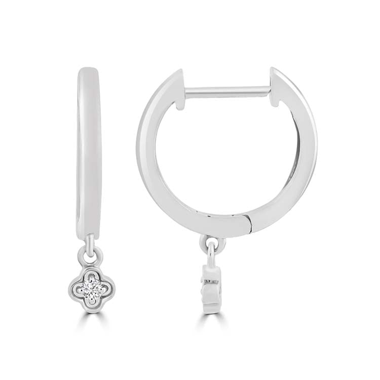 9ct White Gold and Diamond Drop Hoops. HI SI 0.03ct tdw._0