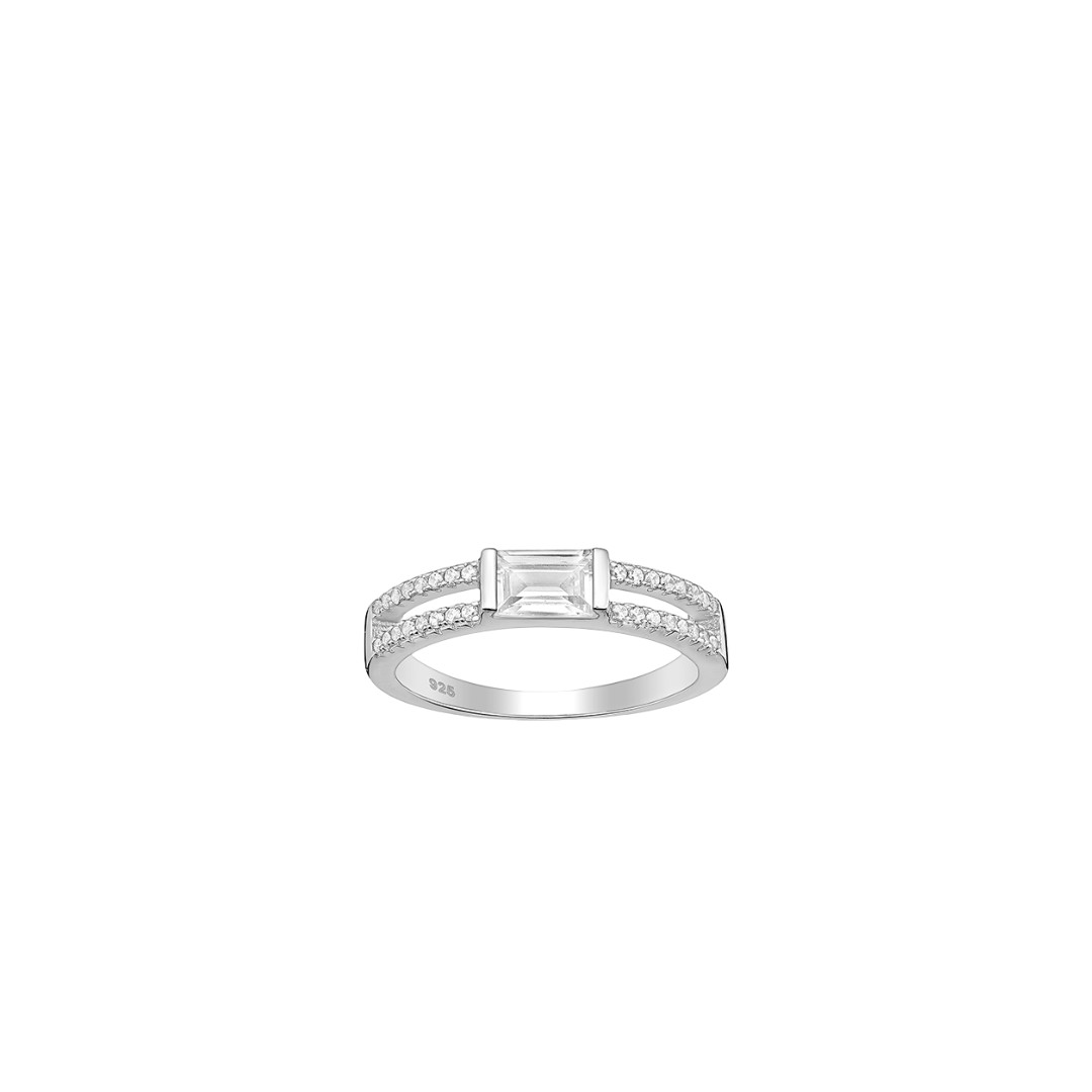 Silver split sided ring with CZ_0