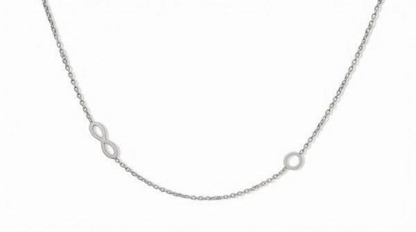 ss fine cable chain with circle and infinity 42cm + 3cm_0