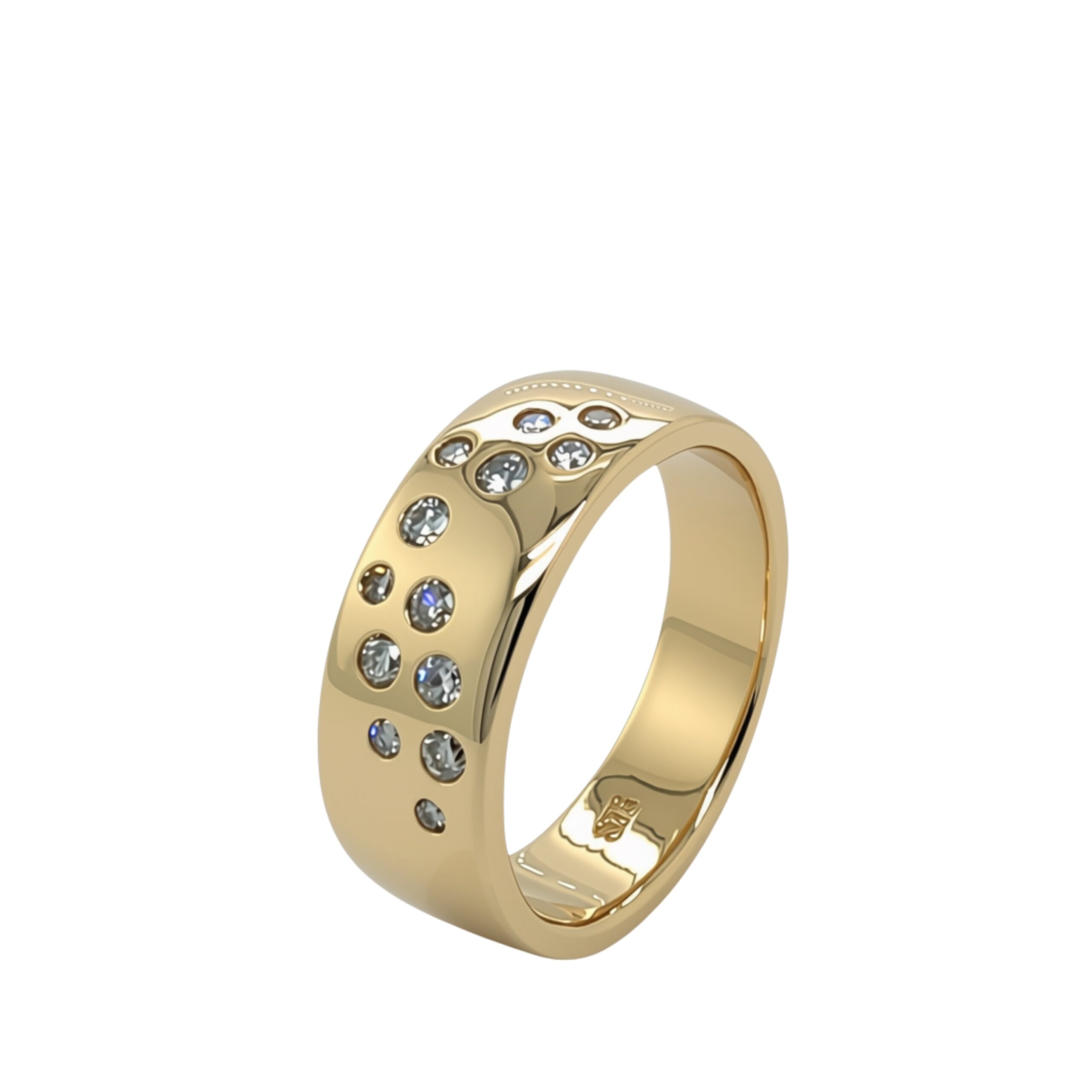 9ct yg 13x punch set diamond ring 7.93g size N1/2. Handmade_0