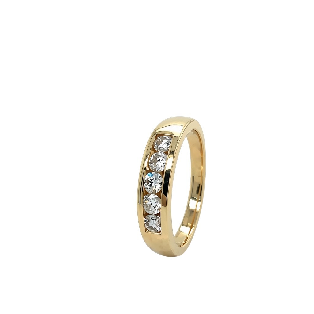 Diamond Ring 5 Stone Yellow Gold TDW .52ct_0