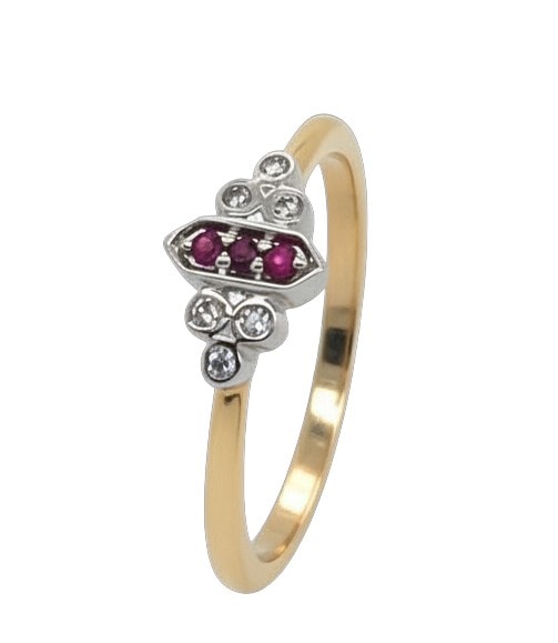 9ct yg ruby and dia cluster ring_0
