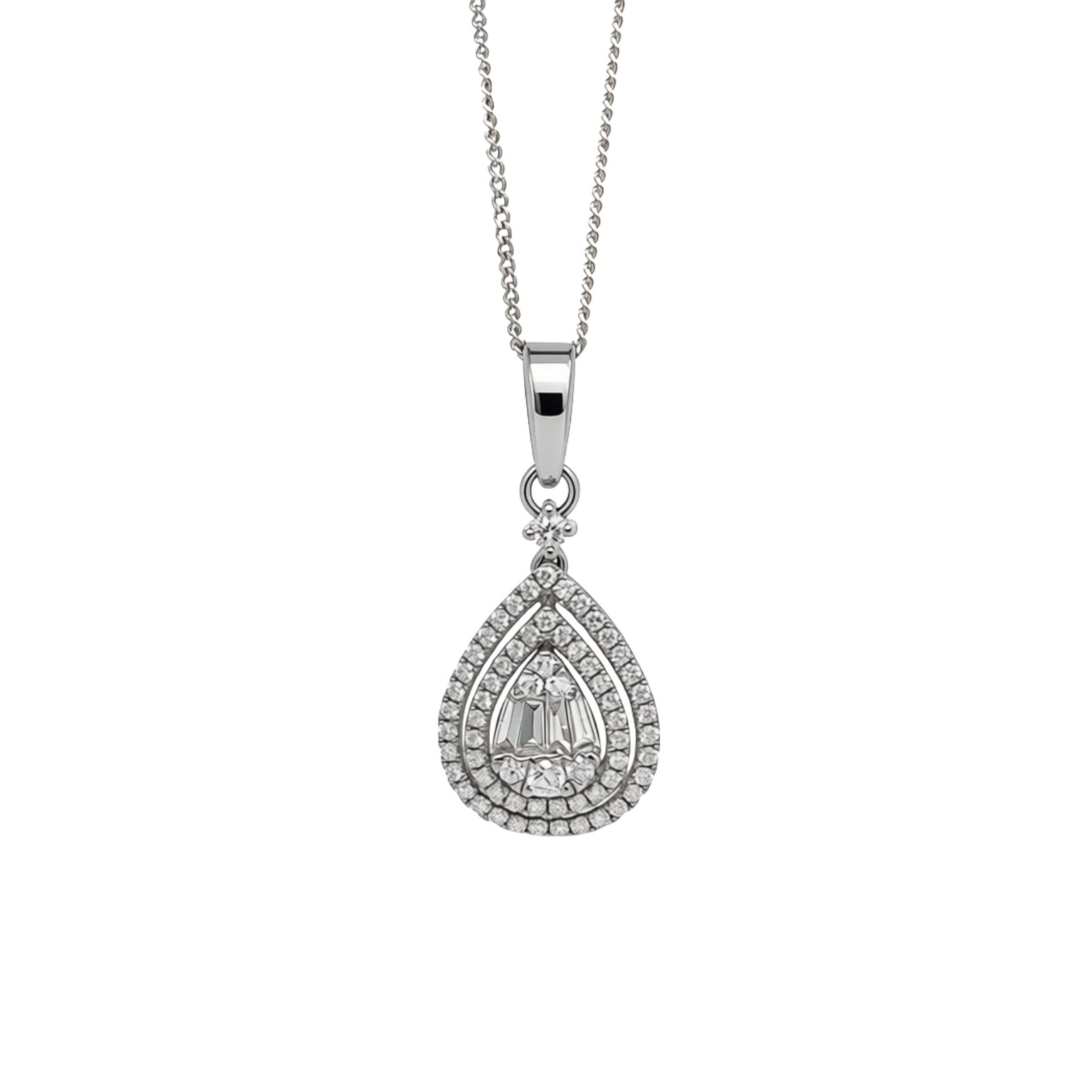 18ct White Gold & Diamond Cluster pendant._0