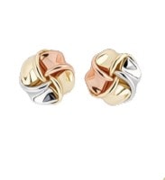 9ct tri gold knot stud earrings_0