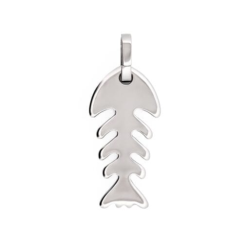 Polished Stainless Steel Fishbone Pendant_0