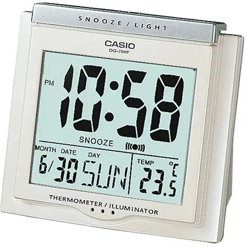 casio digi white alarm clock d.date thermometer_0