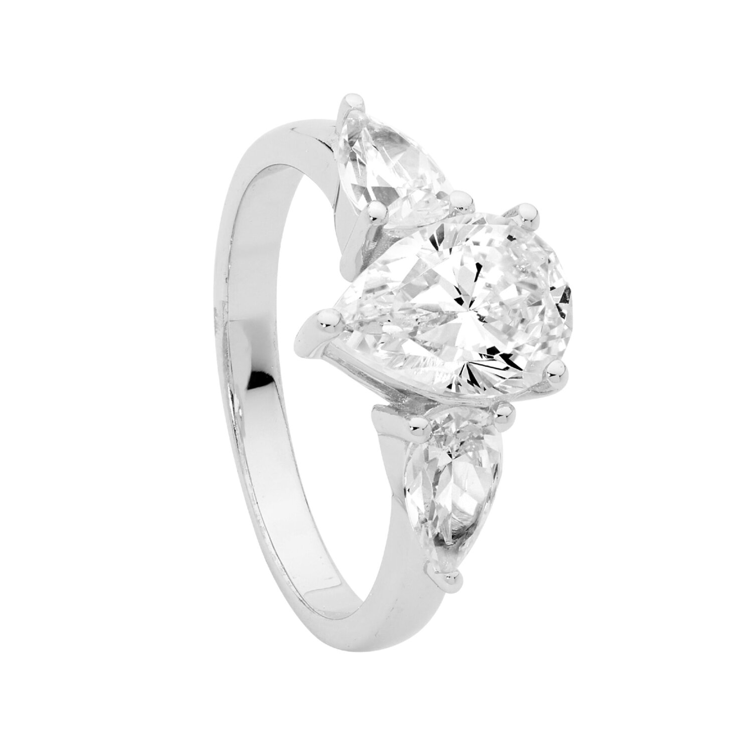 Silver Pear Shape CZ ring_0