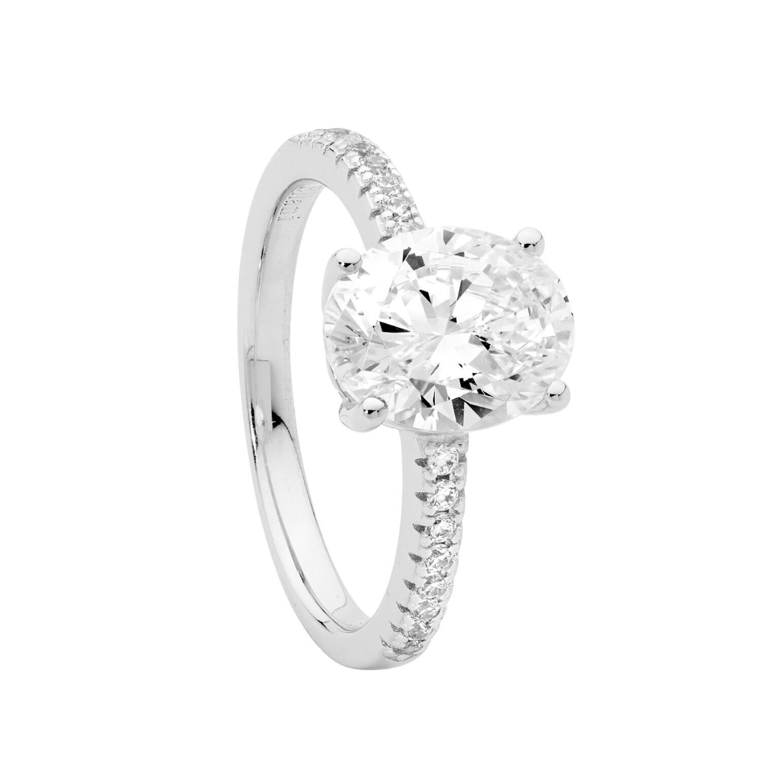 Silver Oval CZ Soltaire Ring_0