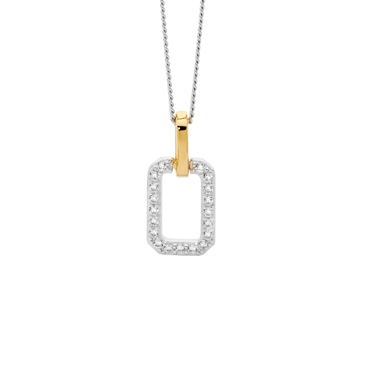 Gold Plated Open Drop Pendant with CZ_0