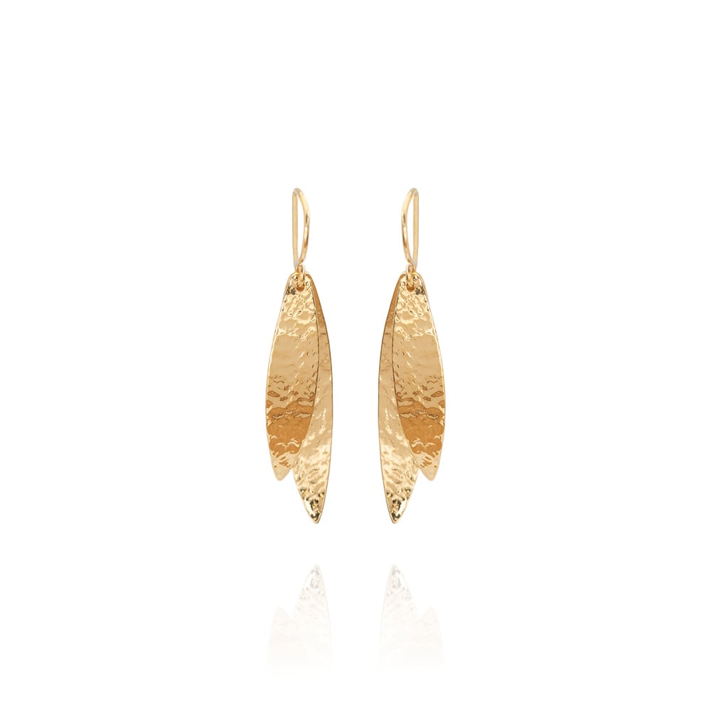 Kauri Leaves Drops Gold Plated Earrings_0