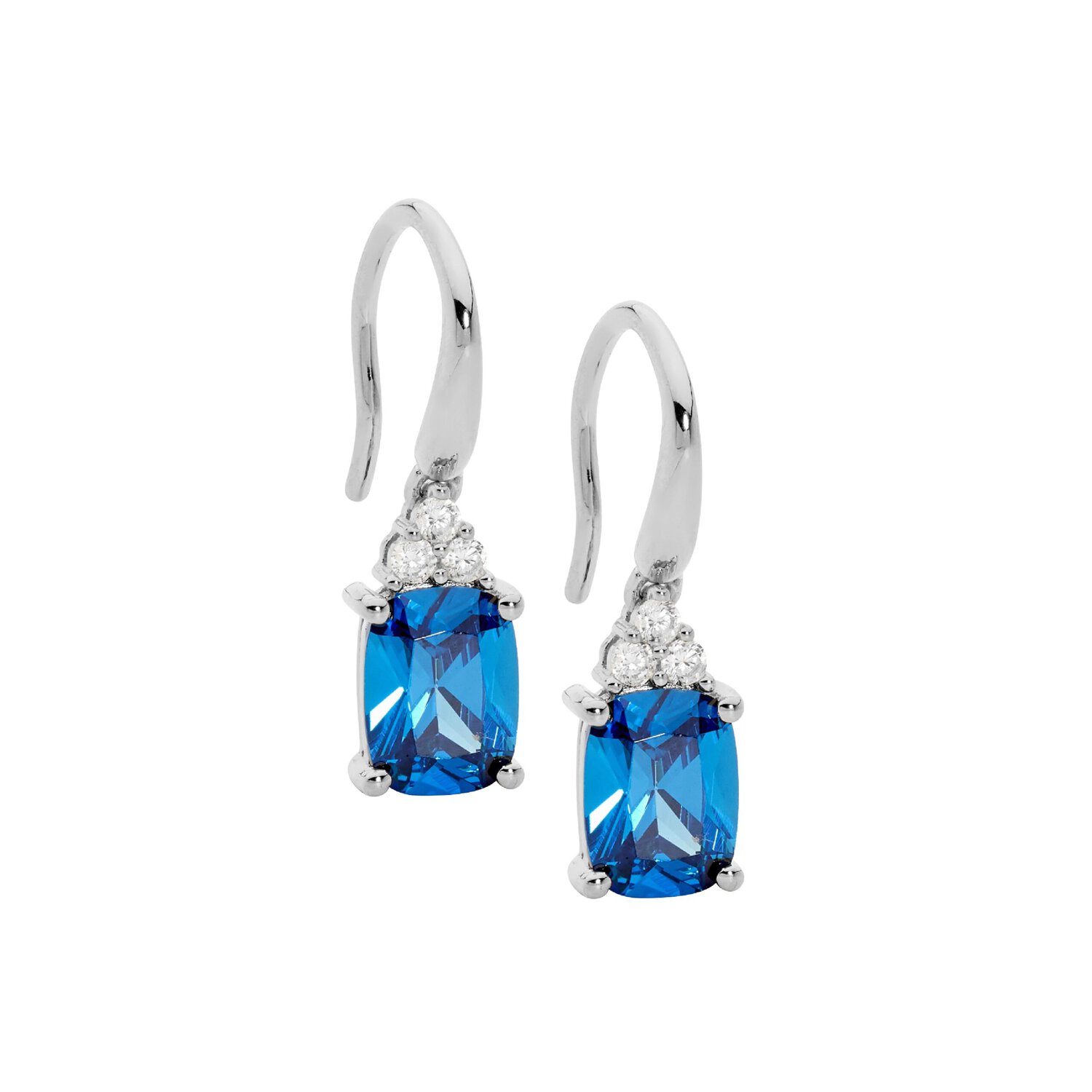 Silver Blue CZ Drop Earrings_0