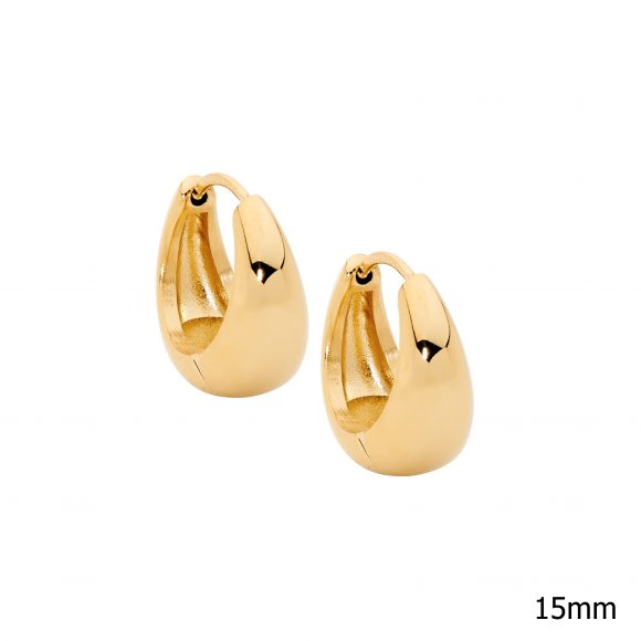 Gold Plated Tapered Huggie Earrings_0
