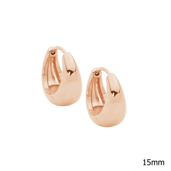 Rose Gold Plated Tapered Huggie Earrings_0